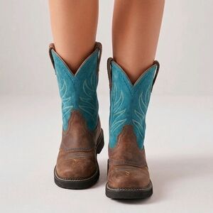 Ariat Brown and Blue Heeled Boots